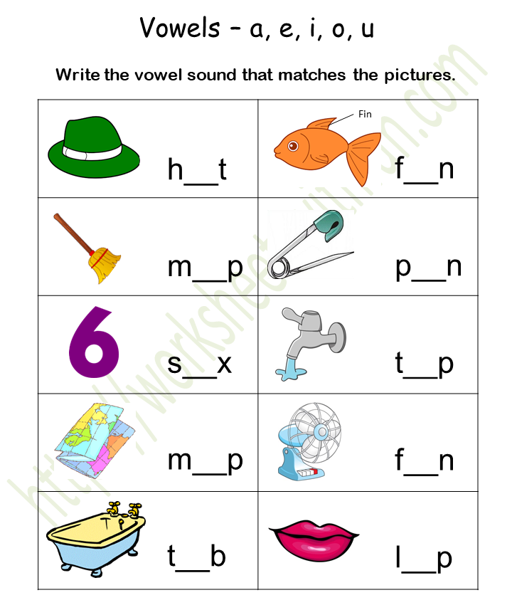 English General Preschool Vowel Sound Worksheet 9 Write The Vowel